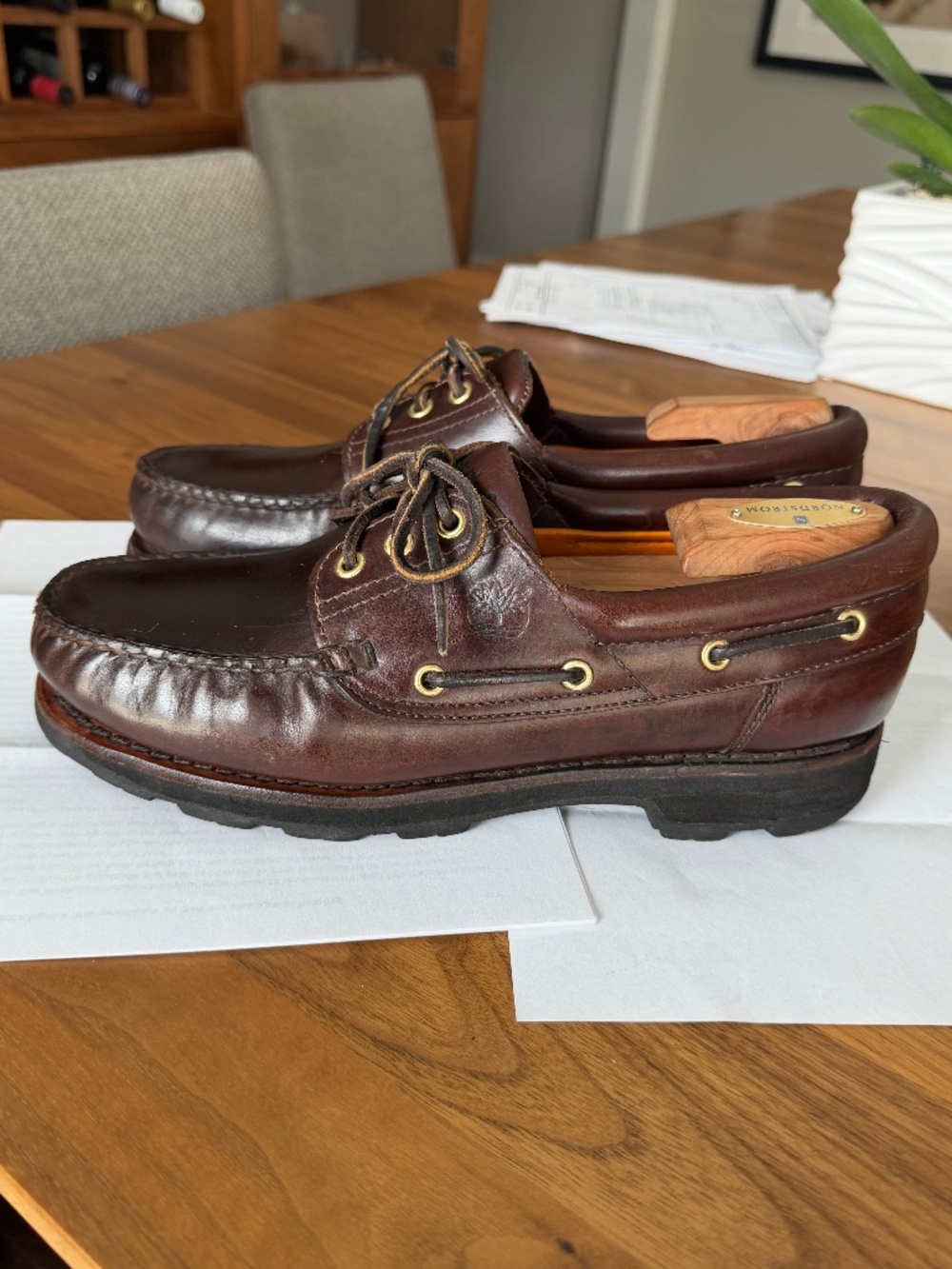TIMBERLAND 10M VINTAGE HERITAGE 3-EYE LUG BOAT LEATHER LOW SHOES RARE US 10M